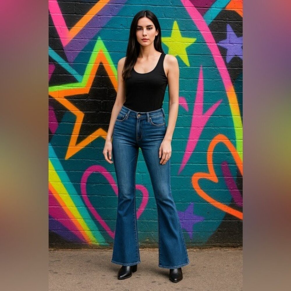 Articles of Society High Rise Boho Flare Hem Jeans Size 28 Soft Denim